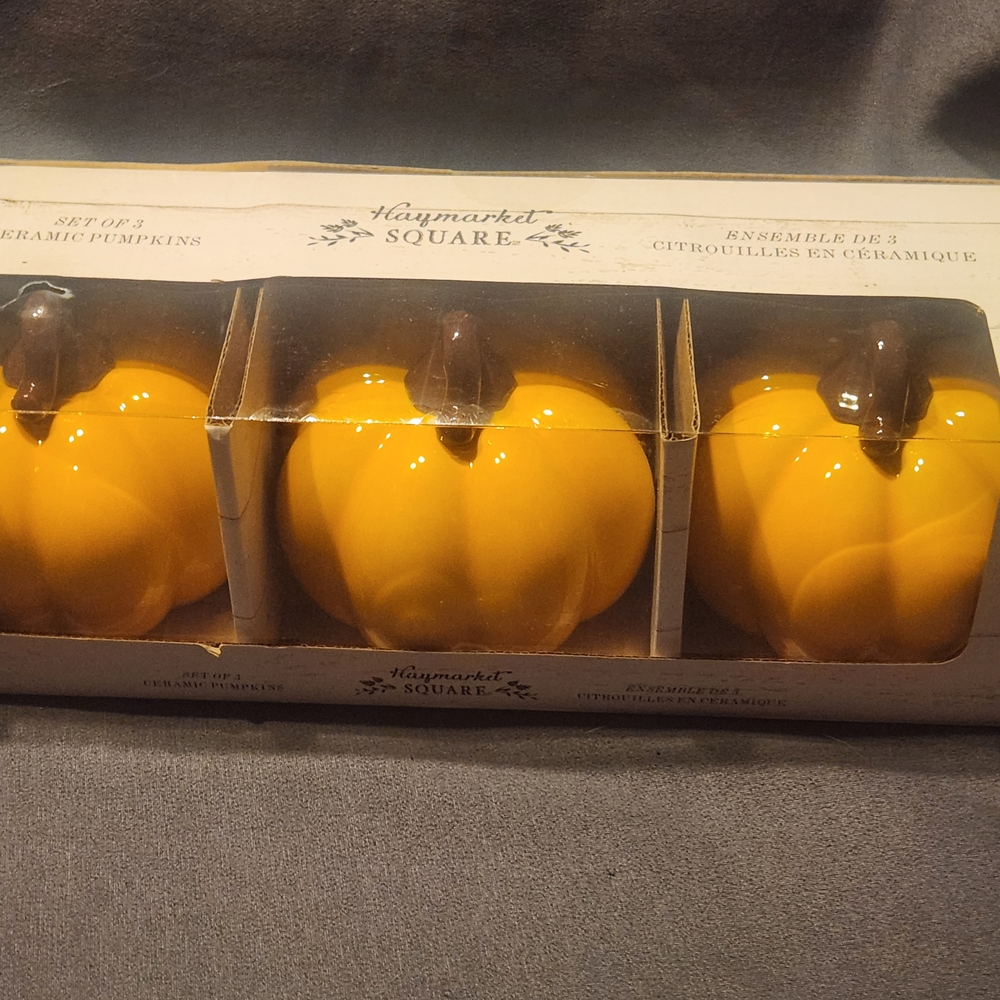 Yellow Ceramic Pumpkins Set